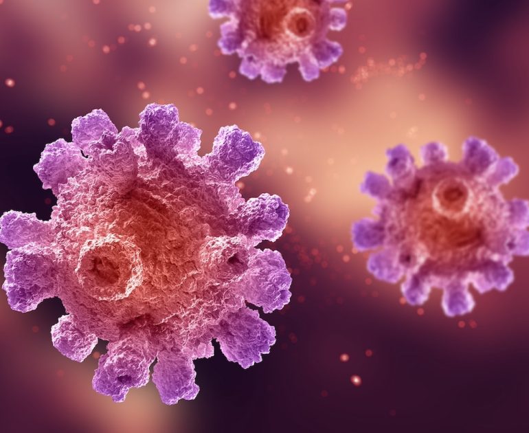 3D render of a medical background with abstract virus cells